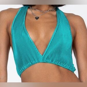 Princess Polly Teal Saylor Crop Top Size 12. NWT.